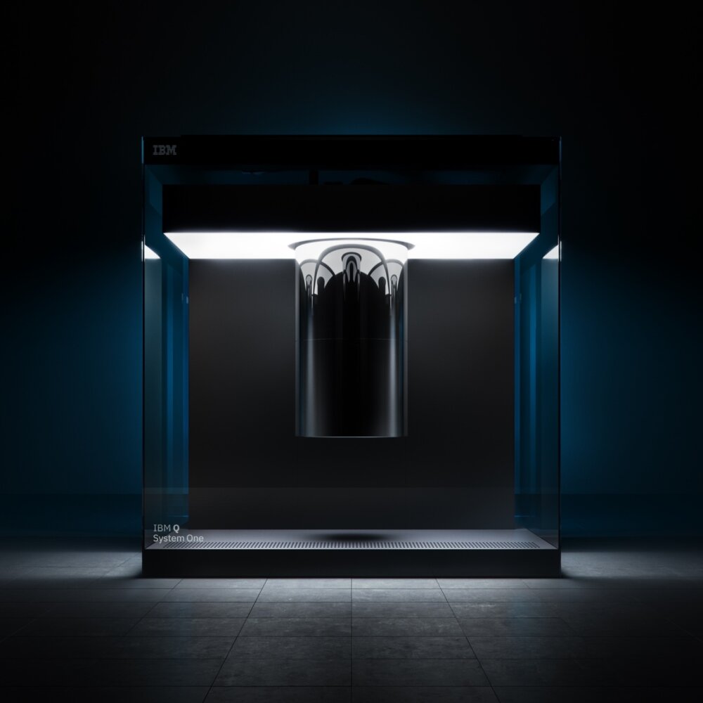 IBM Q quantum computer housed in a Goppion display case